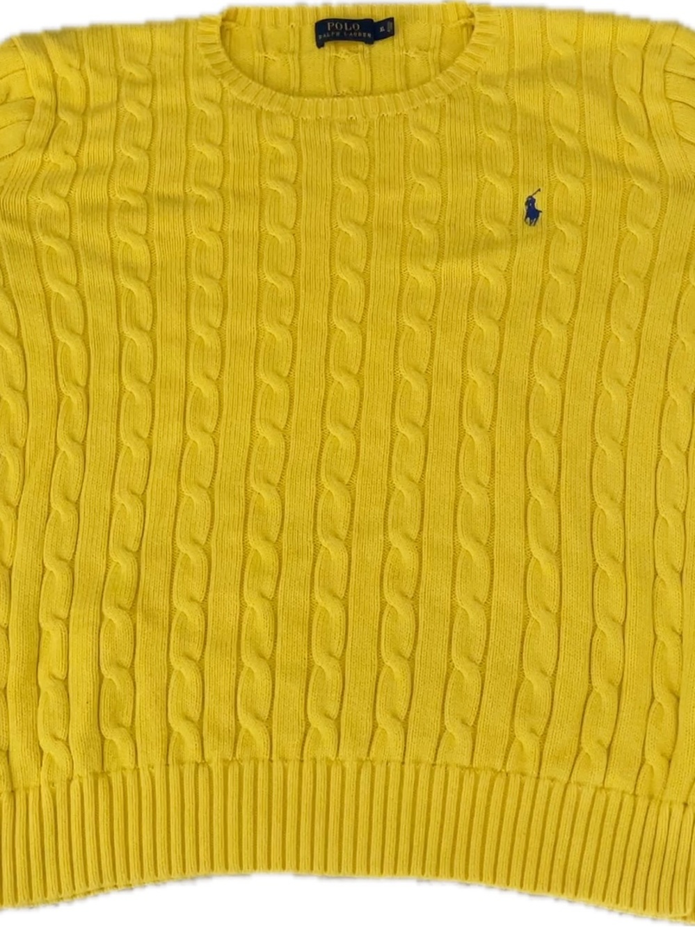 Bright Yellow Cable-Knit Crewneck Sweater